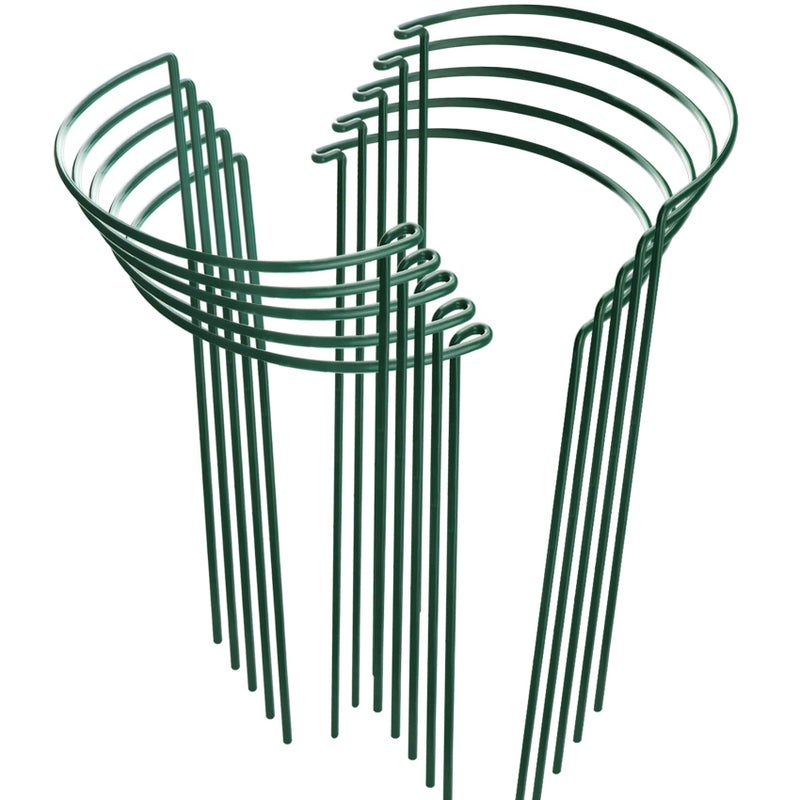 HiGift 10 Pack Peony Cages and Supports, 10" (W) x 16"(H) Plant Support, Heavy Duty Metal Plant Support Stake for Indoor Plants Half Round Garden Stakes Plant Support Ring for Hydrangea,Flower Outdoor - Image 1